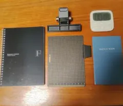 ノート、スケッチブック、下敷き、タイマー、本留めクリップ 5点セット