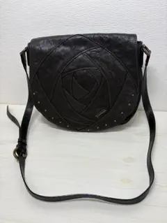 LillaLane ショルダーバッグ レザー ブラック×ゴールド - メルカリ
