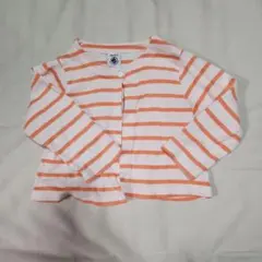 PETIT BATEAU オレンジと白のストライプ カーディガン 18M