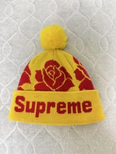 Supreme バラ柄 ニット帽 ポンポン付き