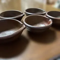 備前焼　片口小鉢　ブラウン陶器ボウル 5個セット　お刺身　あえもの