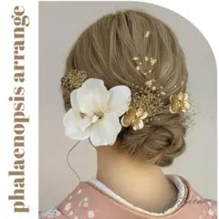 ヘッドドレス❤︎金箔付×水引×胡蝶蘭ベージュアイボリー×ゴールド成人式髪飾り卒業式