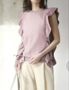 最終価格、フリル付きノースリーブトップス ピンク