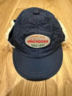 miki house 耳あて付きキャップ 48cm ネイビー　レトロ