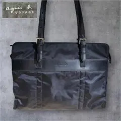 agnes b アニエスベー ビジネスバッグ レザー ナイロン 黒 ブラックのサムネイル