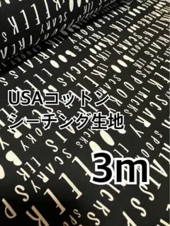 3m USAコットン シーチング生地　英字　ハギレ　生地