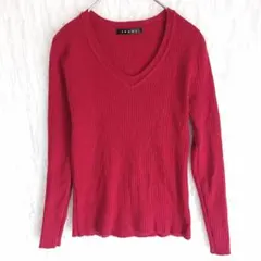 イング Vネック リブ ニット セーター レッド M Y2K 平成ギャル