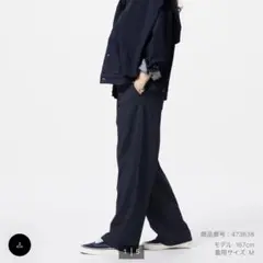【最終セール】UNIQLO タックワイドパンツ 2024 navy