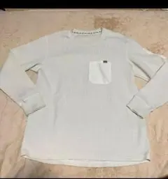 ホワイト 長袖カットソー 胸ポケット付き　ワッフル　ワークマン　　美品