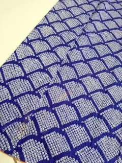 未着用　小紋　絞り　リーフ　鹿の子　ブルー　着物　105a d 09a5b3e82593392598b5364d721964