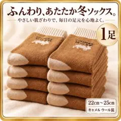 冬靴下 キャメル ウール混 22～25cm レディース 1足 あったか 厚手靴下