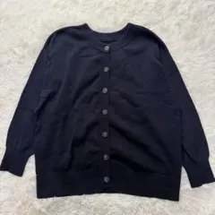スタジオクリップ　ニットカーディガン　F ネイビー 綿混　長袖　ボタン付き