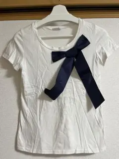 CROLLA 半袖Tシャツ リボン付き ホワイト