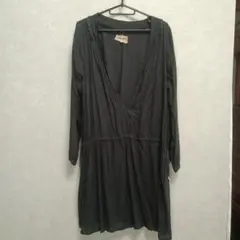 黒 Vネック チュニック 長袖
