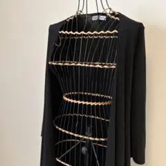 リナシメント　黒のアシンメトリーカーディガン　シンプルのサムネイル