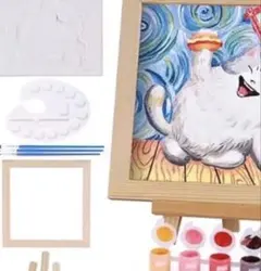 【新品未開封】お絵描きキット 猫のアート 塗り絵 工作キット 誕生日プレゼント