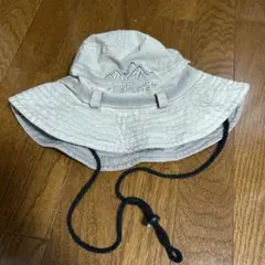 ベージュ アウトドアハット 山の刺繍付き
