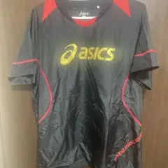 asics 半袖ピステ（黒赤）