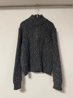 ハーフジップ ハイネックニット ウール