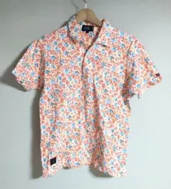 【美品】23区SPORT メンズ　ロゴ刺繍　花柄　ゴルフ　半袖ポロシャツ ２　M