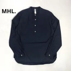 MHL コットン バンドカラー プルオーバー 長袖シャツ L 黒 ブラックのサムネイル