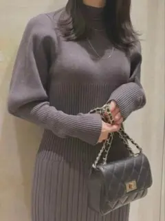 anuans（アニュアンス） シンプルリブニットワンピース