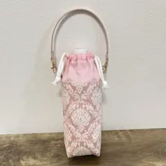 刺繍生地のペットボトルカバー ハンドメイド ピンク 保冷 保温 P205