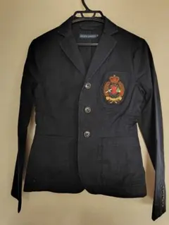 ラルフローレンエンブレム裏衿柄付きネイビー テーラードジャケットS