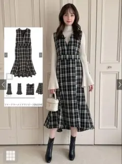 ツイードマーメイドワンピース（ブラック）Mサイズ