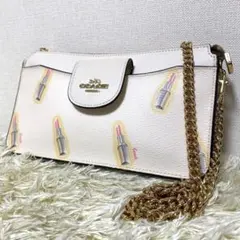 美品 コーチ COACH ポビー ウィズ チェーンショルダー リップスティック