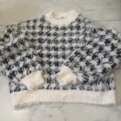 長袖 千鳥柄 ニット