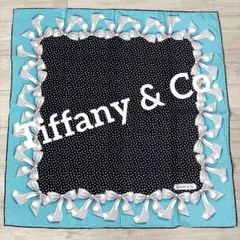 TIFFANY&Co. シルクスカーフチェーン柄黒リボン - メルカリ