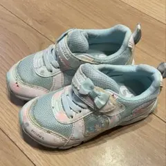 SUPERSTAR 水色リボン付きスニーカー　16.5cm