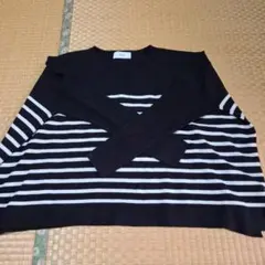 AZUL by moussy ストライプ Vネックニット