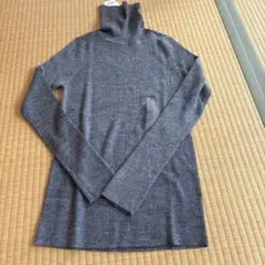 メリノ リブタートルネックセーター エクストラファインメリノウール グレー L