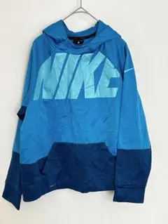 Nike ナイキDRI-FIT パーカー フードアウタートップスXL 青裏起毛