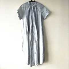 ライトグレー 半袖シャツワンピース ロング丈GU