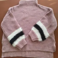 ★Jayro★袖ファー付きピンクタートルネックニット