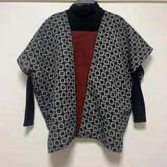 【訳ありの為、安値】G古着着物リメイク　ゆったりチュニック灰色・赤・青・黒色