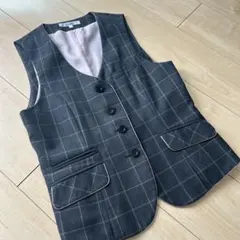 グレー チェック柄 ベスト