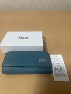 新品箱入り12100円　タケオキクチ　キーケース　ソフトレザー　ブルーのサムネイル