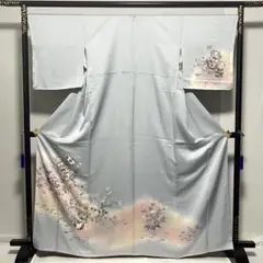 D611 訪問着　鼓　花模様　正絹　着物　袷　未使用極美品