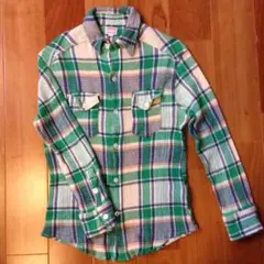 美品  12歳 デニム＆ダンガリー チェック シャツ