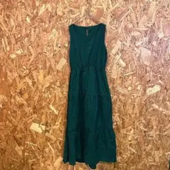 SENSE OF PLACE ロングワンピース フレア ノースリーブ グリーン