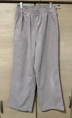 ライトグレー ワイドパンツ ゴムウエスト