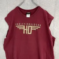 ハーレーダビッドソン　タンクトップ　両面ロゴ　ワインレッド　ノースリーブ2XL