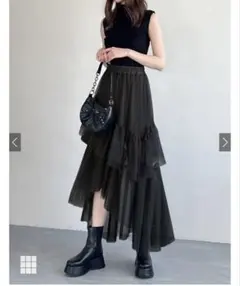 アシンメトリーティアードチュールスカート