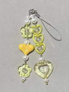 ハンドメイド　スマホストラップ　ビーズキーホルダー