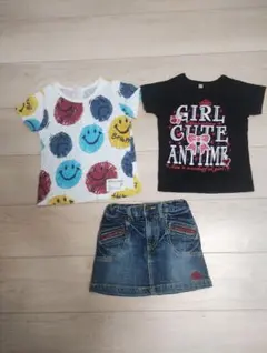BABYDOLLデニムスカート＆Tシャツ2枚 3点セット