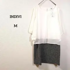新品未使用　インディビ　ワンピース　半袖　シースルー　M　　お出かけ　レディース